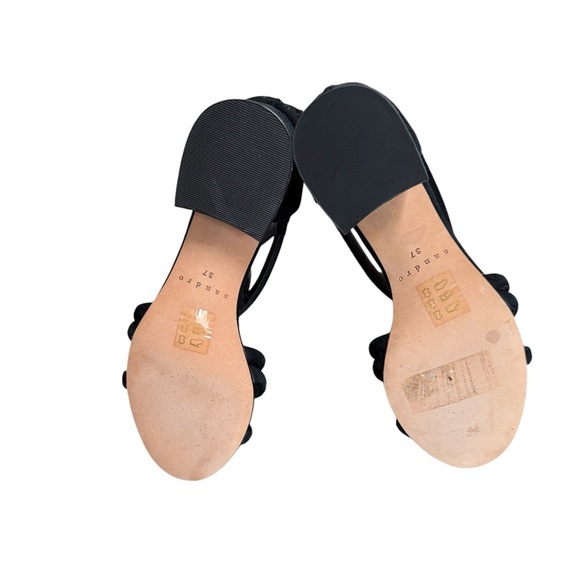 Sandro Elegant Black suede Block Heels Strappy Sandals Zipper at the back sz37 - Picture 6 of 6
